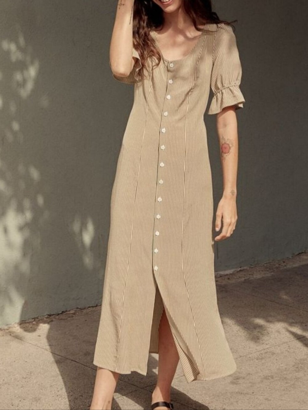 Christy Dawn-NWT-Lennon Dress in Grey Stripe